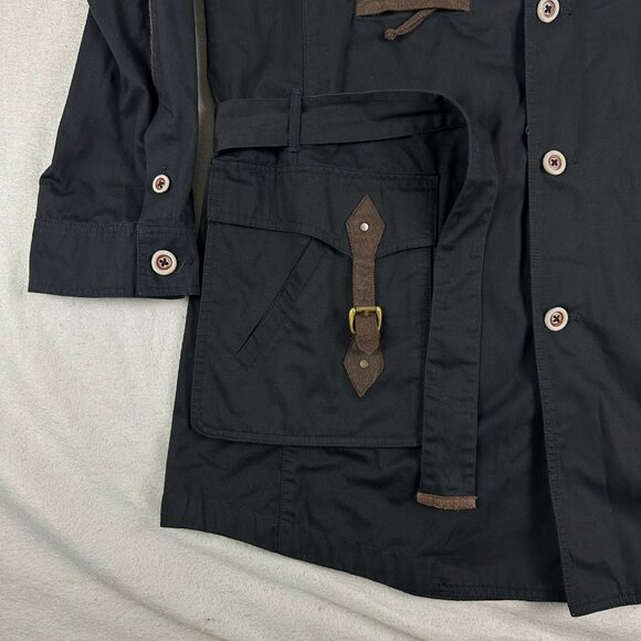Kenzo Homme Mens Utility Coat XXL 2XL Belted Army black buckle pockets - Picture 5 of 14